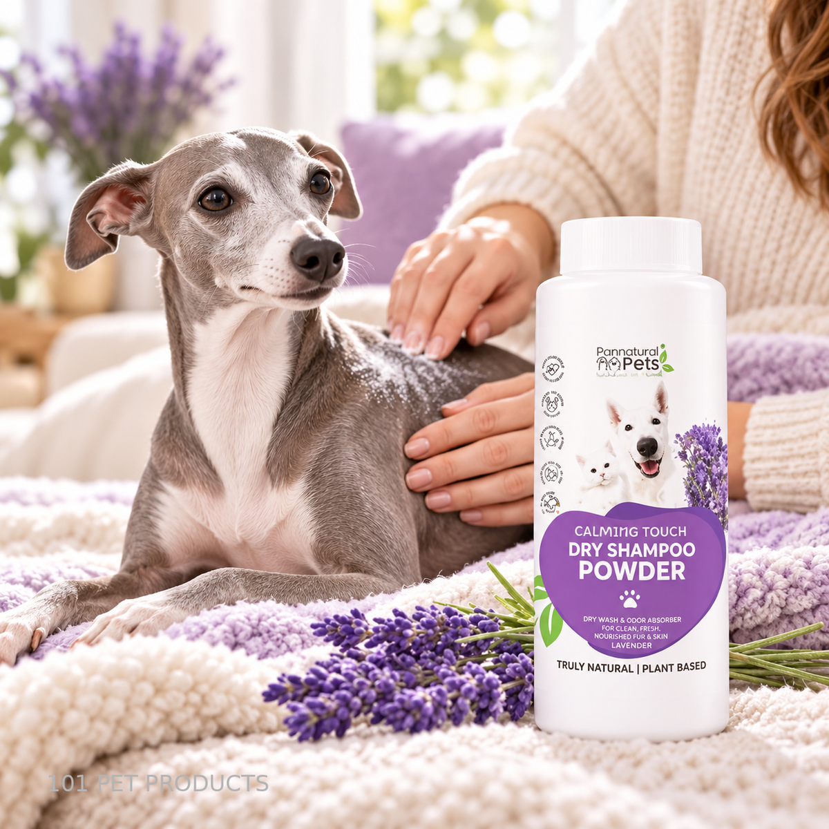 Pannatural Pets Dry Shampoo Powder Lavender 220 ml lifestyle image