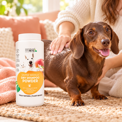Pannatural Pets Dry Shampoo Powder Mango 220 ml lifestyle image