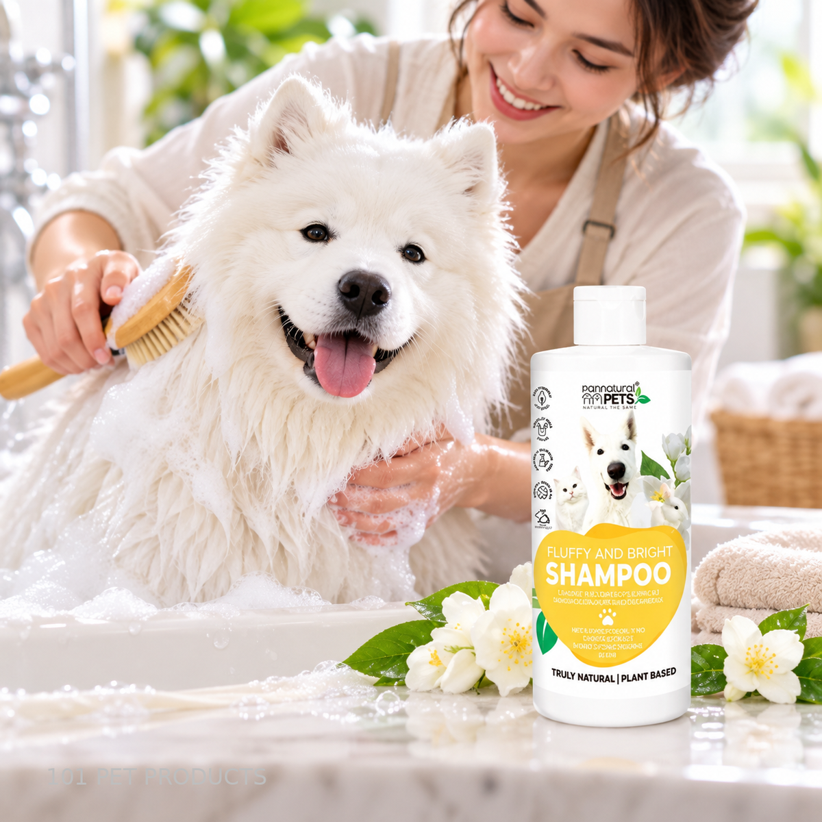 Pannatural Pets Fluffy & Bright Jasmine Shampoo – 500 ml lifestyle image