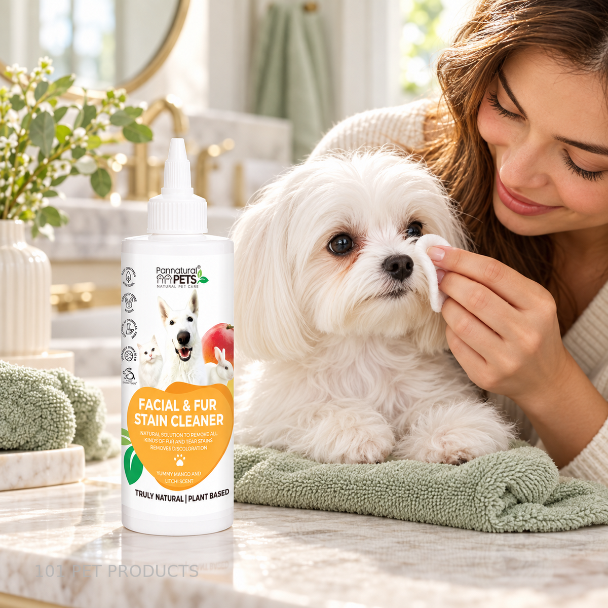 Pannatural Pets Facial Tear Stain Cleanser 250 ml lifestyle image