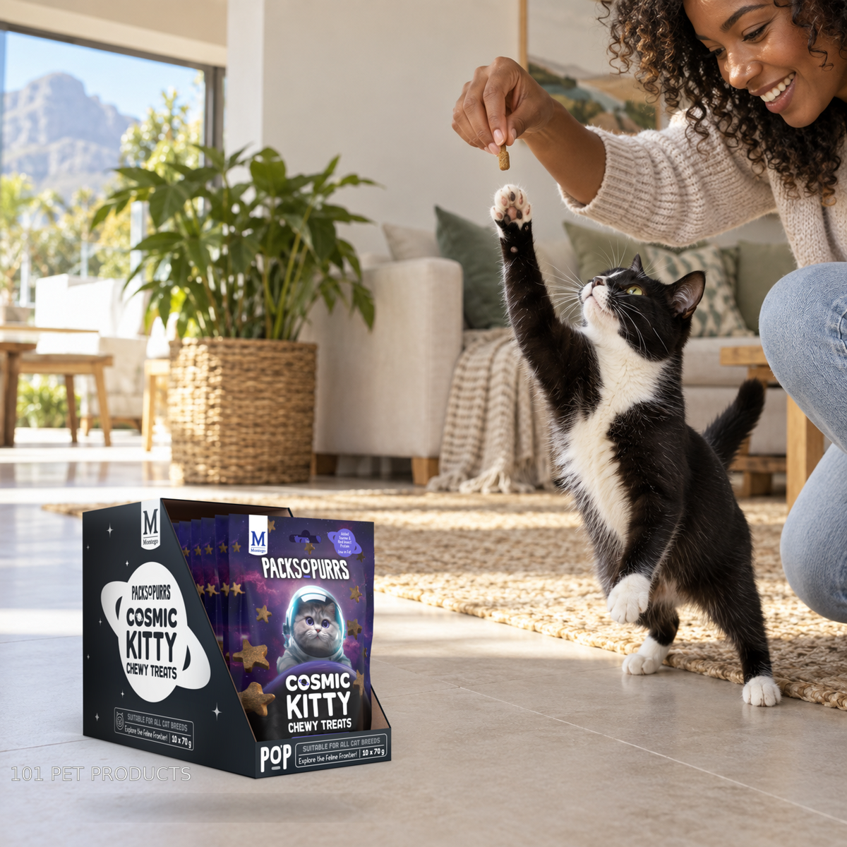 Bags O' Wags Chewies - Cat Packs O' Purrs Cosmic Kitty - Chicken & Insect Protein lifestyle image