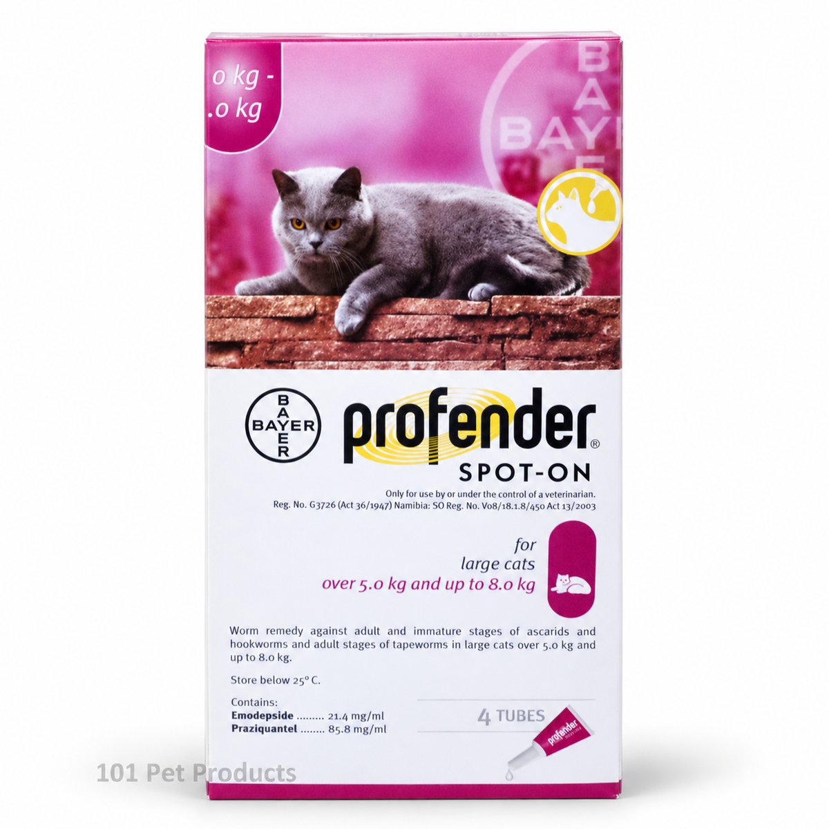 Profender Spot-On Dewormer for Cats 5–8 kg (4 Pipettes)