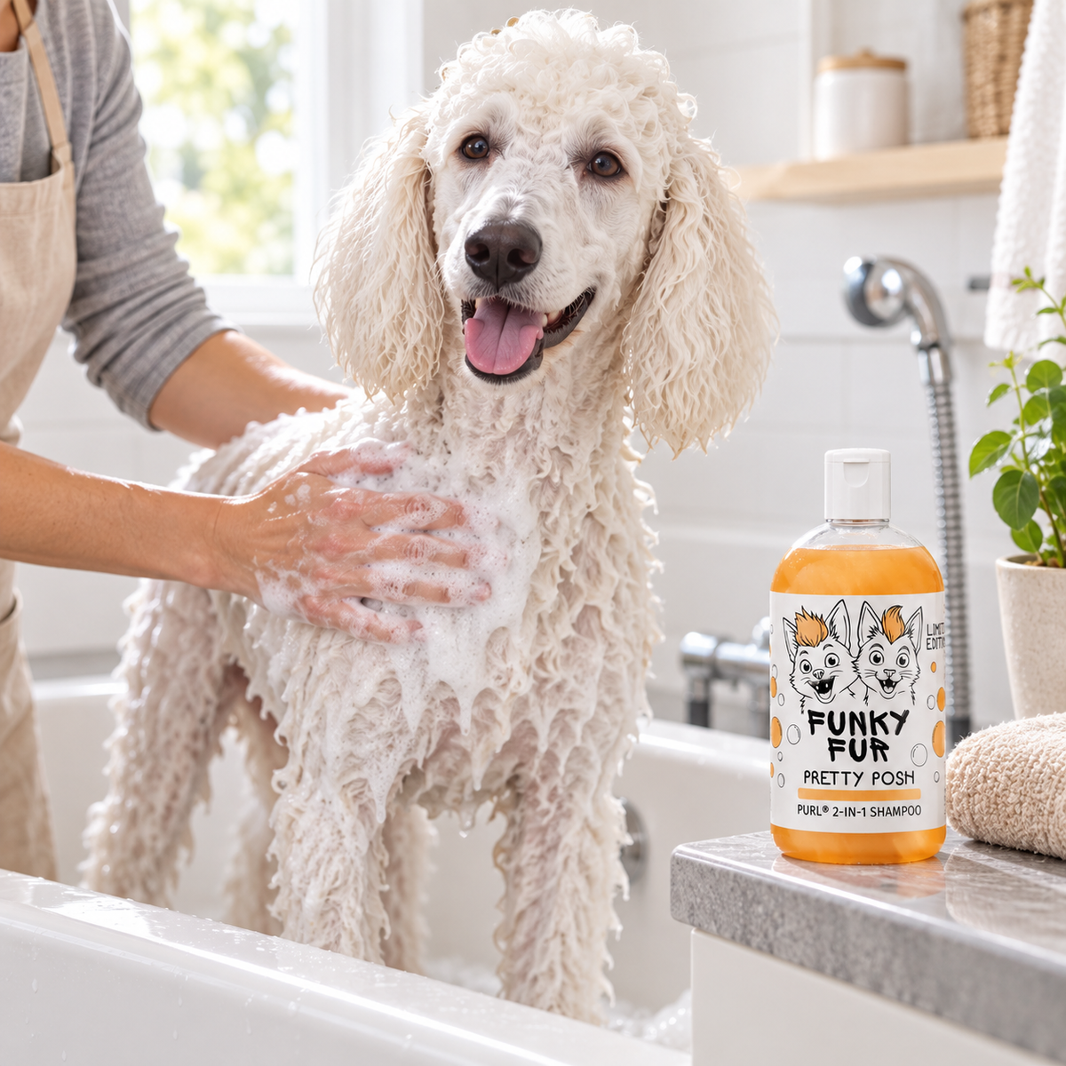Purl Funky Fur Pretty Posh Shampoo 250 ml for Cats & Dogs lifestyle image