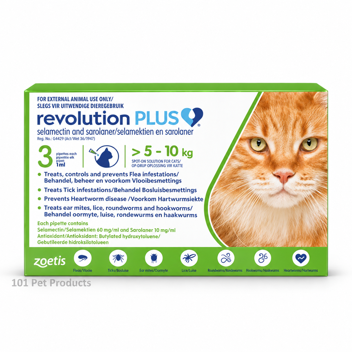 Revolution Plus Spot-On for Cats 5.1–10 kg (3 Pipettes)