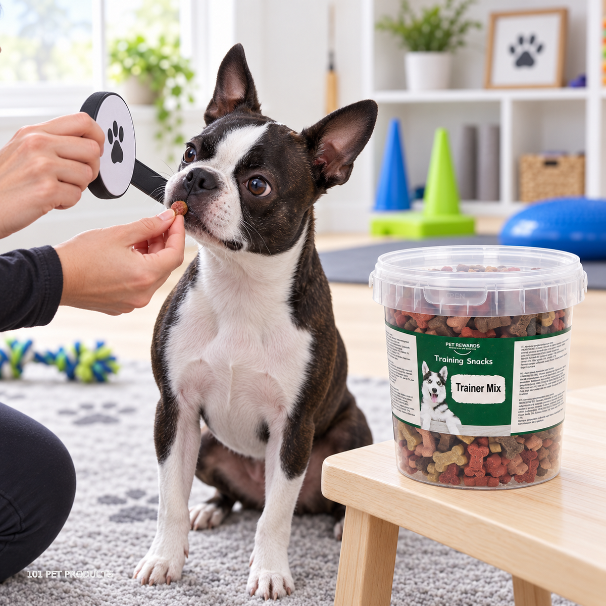 Pet Rewards Trainer Snack Duo Round Mix Tub (500 g) lifestyle image