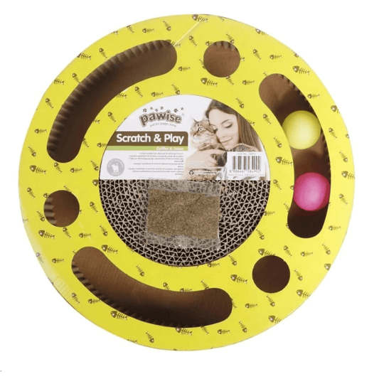 Pawise Round Scratch & Play Cardboard Cat Scratcher