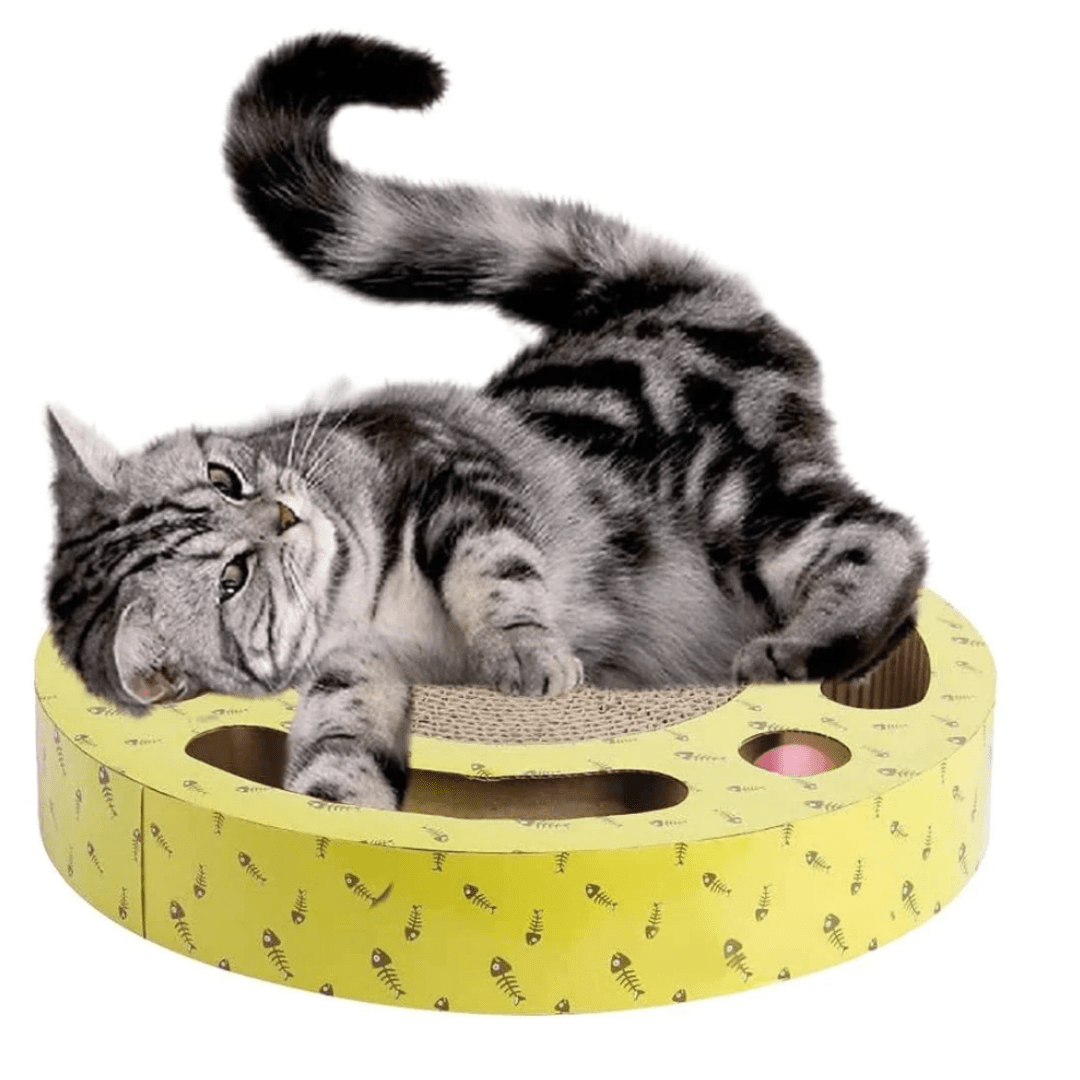 Pawise Round Scratch & Play Cardboard Cat Scratcher