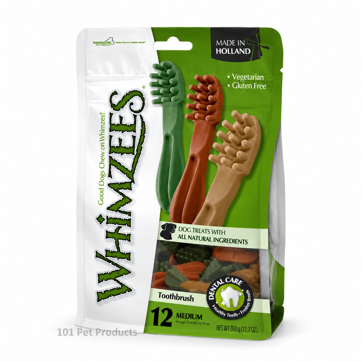 Whimzees Toothbrush Dental Chews – Medium (12 Pieces)