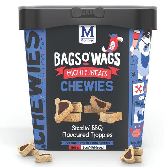 Montego Bags O' Wags Chewies - Sizzlin' BBQ Flavoured Tjoppies (500g)