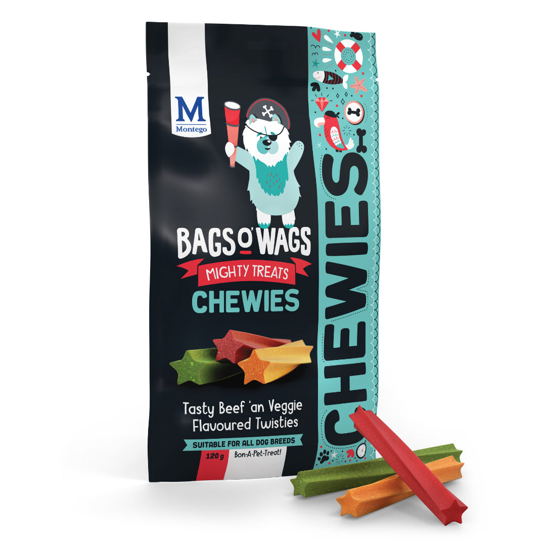 Montego Bags O' Wags Chewies - Tasty Beef 'an Veggie Flavoured Twisties (120g)