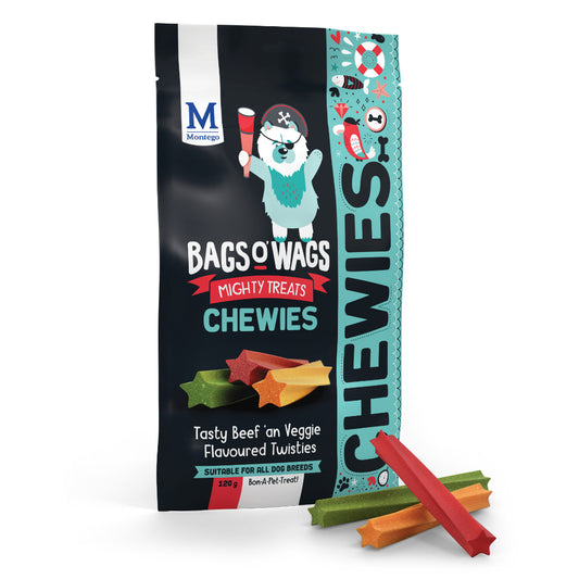 Montego Bags O' Wags Chewies - Tasty Beef 'an Veggie Flavoured Twisties (120g)