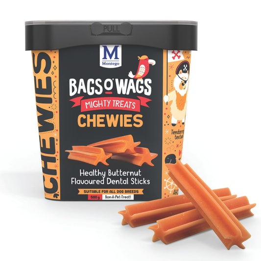 Montego Bags O' Wags Chewies - Healthy Butternut Flavoured Dental Sticks (500g)