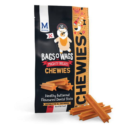 Montego Bags O' Wags Chewies - Healthy Butternut Flavoured Dental Sticks (120g)