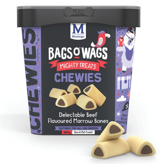 Montego Bags O' Wags Chewies - Delectable Beef Flavoured Marrow Bones (500g)