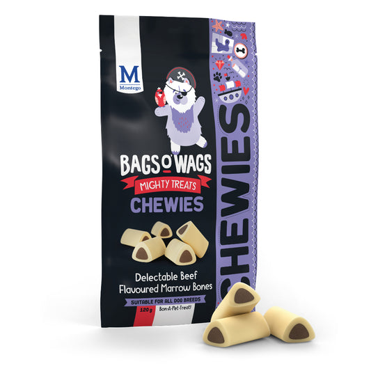 Montego Bags O' Wags Chewies - Delectable Beef Flavoured Marrow Bones (120g)